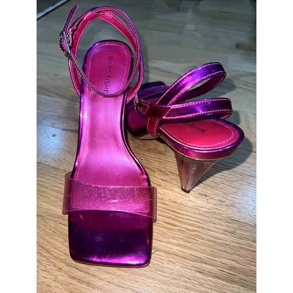 Marc Fisher Women's Lucite Cone Heel Sandals Size 7.5 Pink - Picture 4 of 7